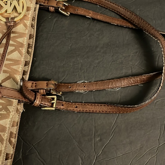 Michael Kors Brown Gold Signature Monogram Jacquard Canvas Tote - Picture 14 of 16